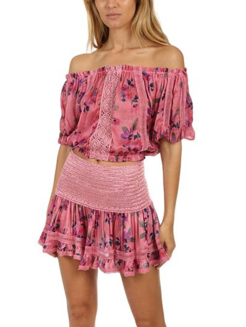 Sunday Tropez Lou Lou Women's Top Size 36 fits like Sz. Small 100% Silk Floral